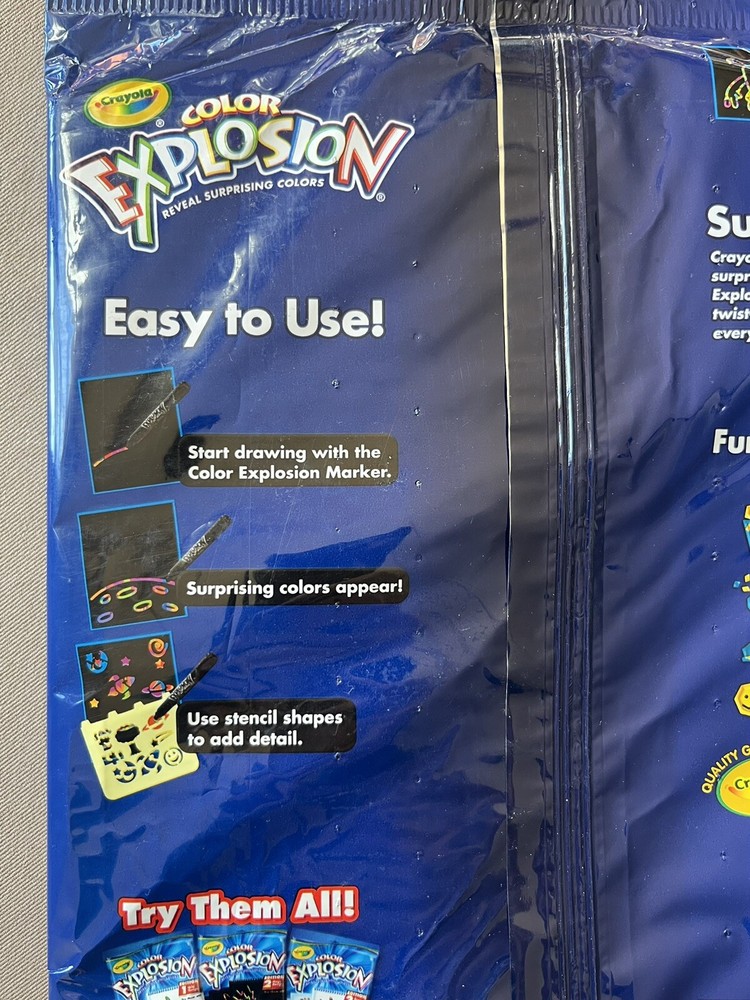 Crayola Color Explosion, 18 Pattern Sheets, 2 Color Markers & Stencil Sheet, New