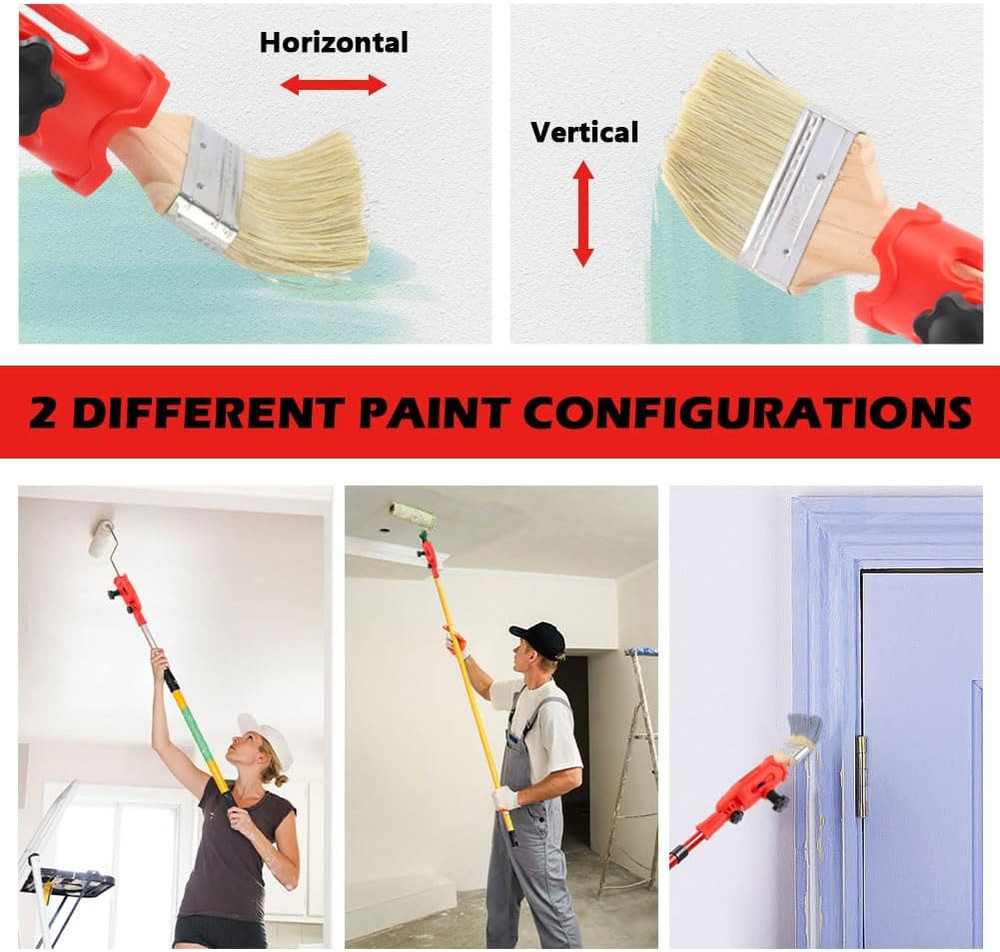 Multi-Angle Paint Brush Extender for High Ceiling,Extension Pole Attachment Hold