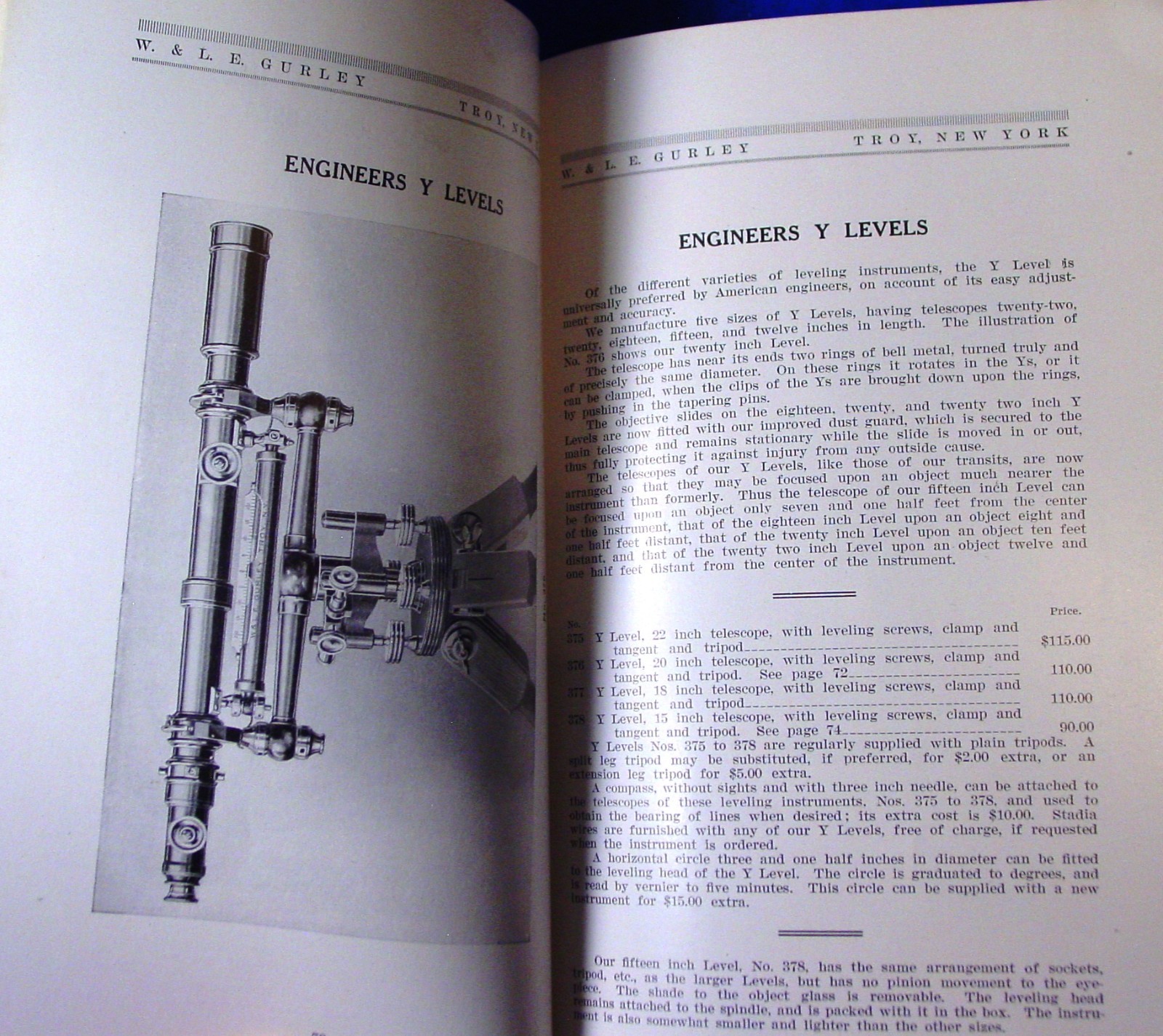 1913 Gurley Engineering Surveying & Drafting Insts. Catalog