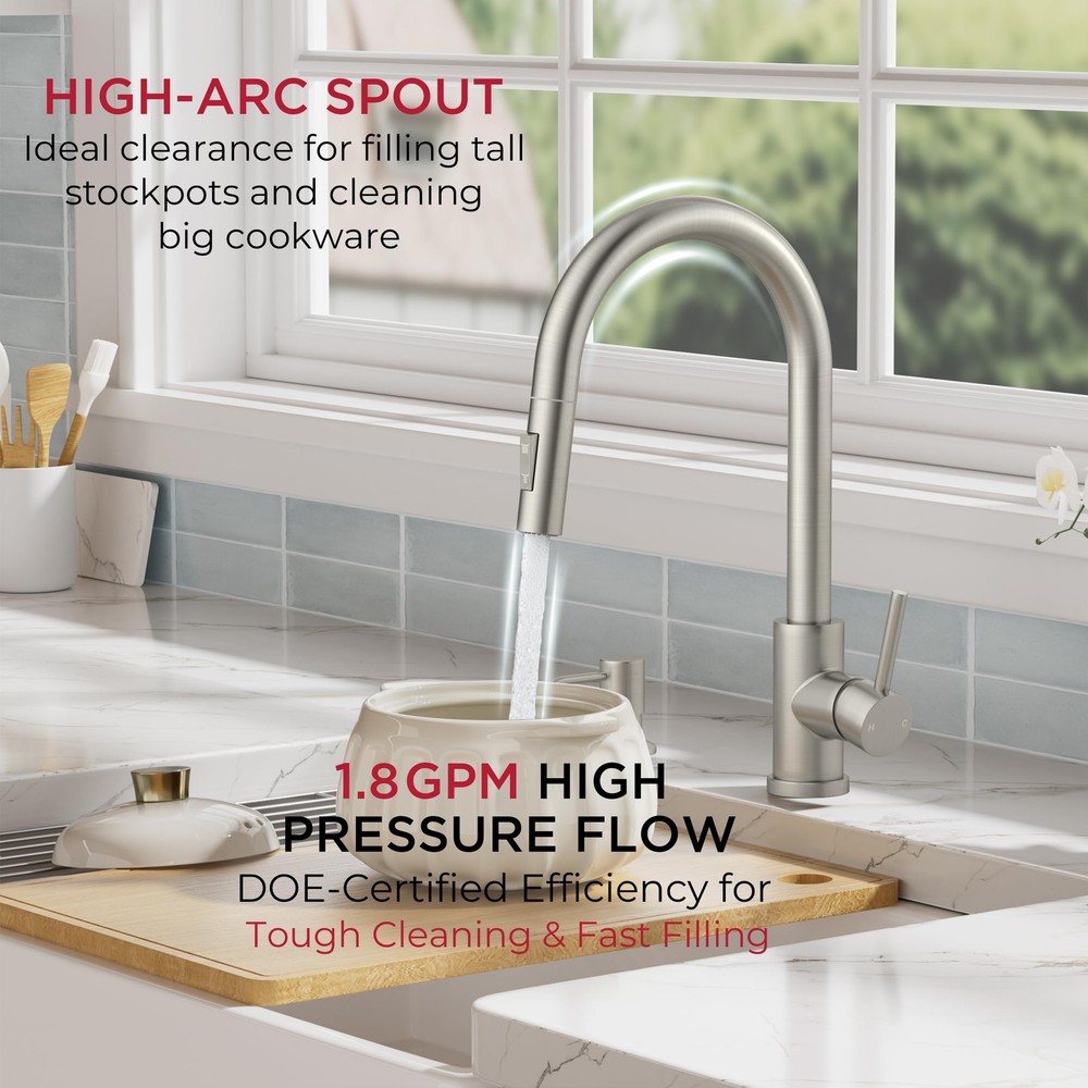 Kitchen Faucet with Pull Down Sprayer, Single Hole Kitchen Sink Faucet with D...