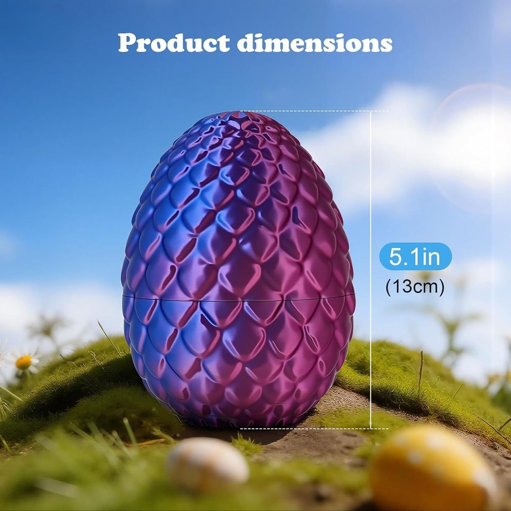 Easter Eggs 3D Printed Dragon with 18Pcs Mini Animals, Easter Egg Fill