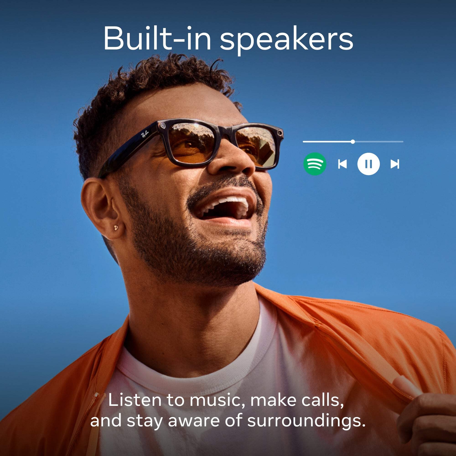 Ray-Ban Meta Skyler (Refurbished), Shiny Black / Cerulean Blue Transitions®, Sta