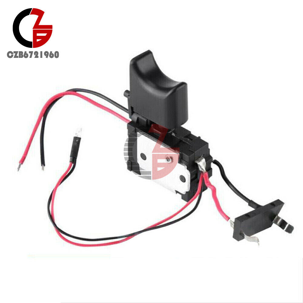 Electric Cordless Drill Trigger Switch 16A 7.2V-24V Push Button with Small Light