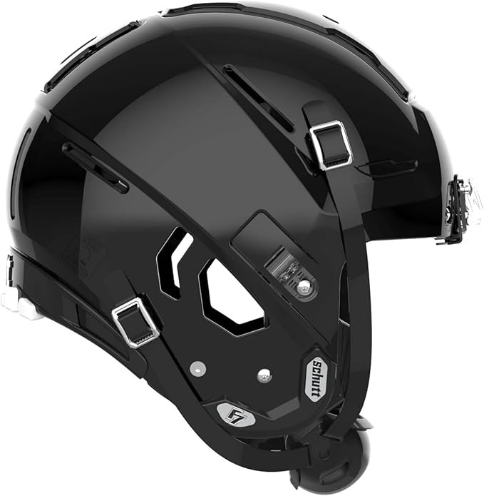 Schutt F7 VTD Collegiate Varsity Football Helmet, NO Facemask, Black, X-Large
