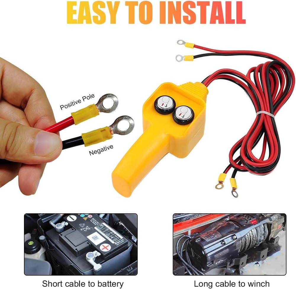 Winch Controller, Push Button Remote,Pulls 1500lbs to 5000lbs,12V Electric Winch