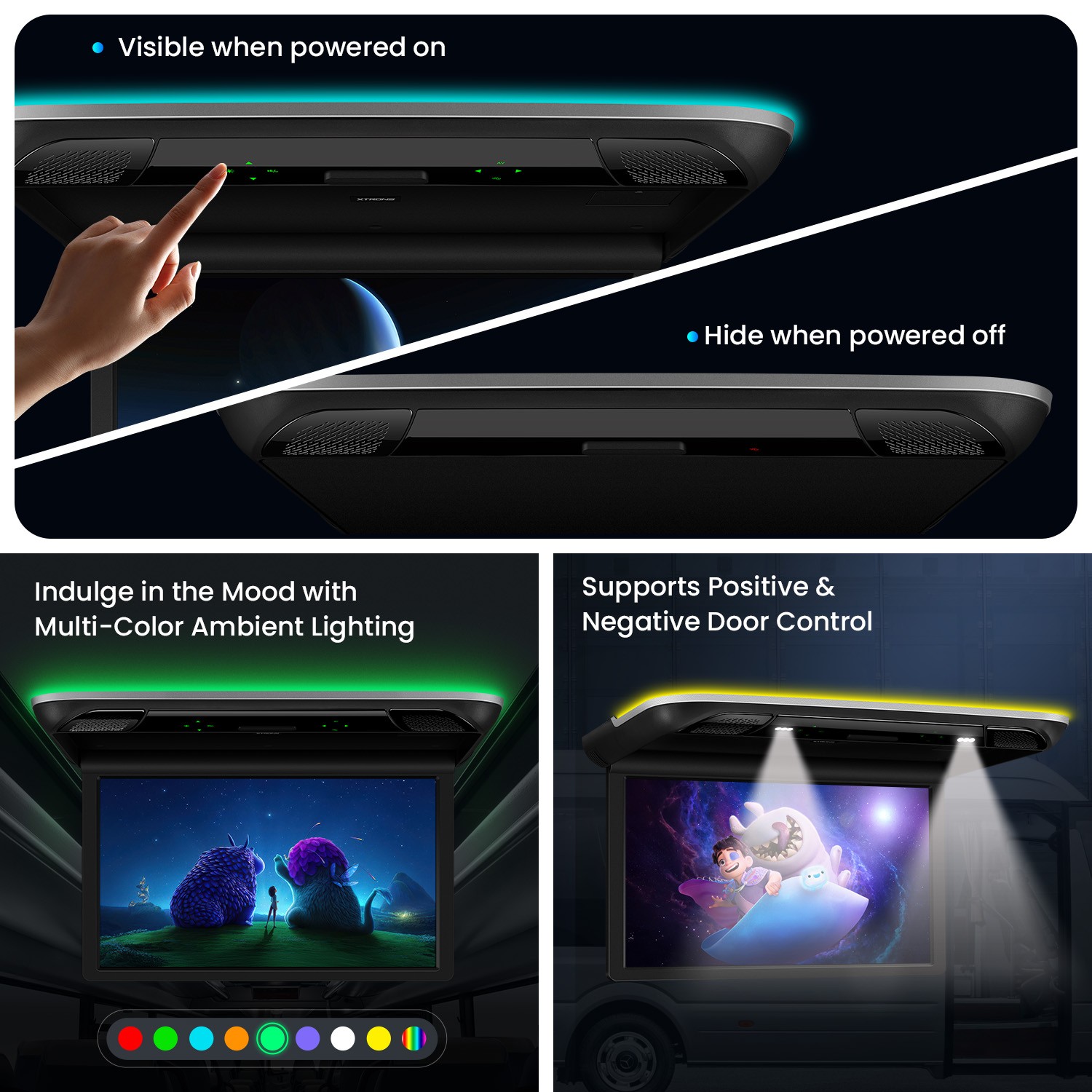 21.5" Car TV Coach Bus Flip Down Roof Monitor Overhead HD Screen 1080P USB HDMI