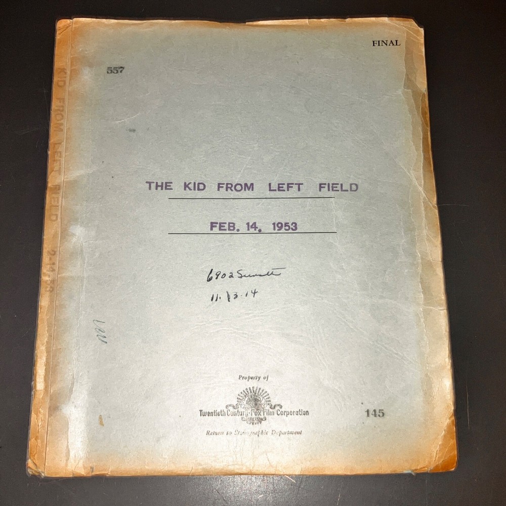 KID FROM LEFT FIELD (2/14/53) Scarce Complete at 41p Final In-Process Script+COA