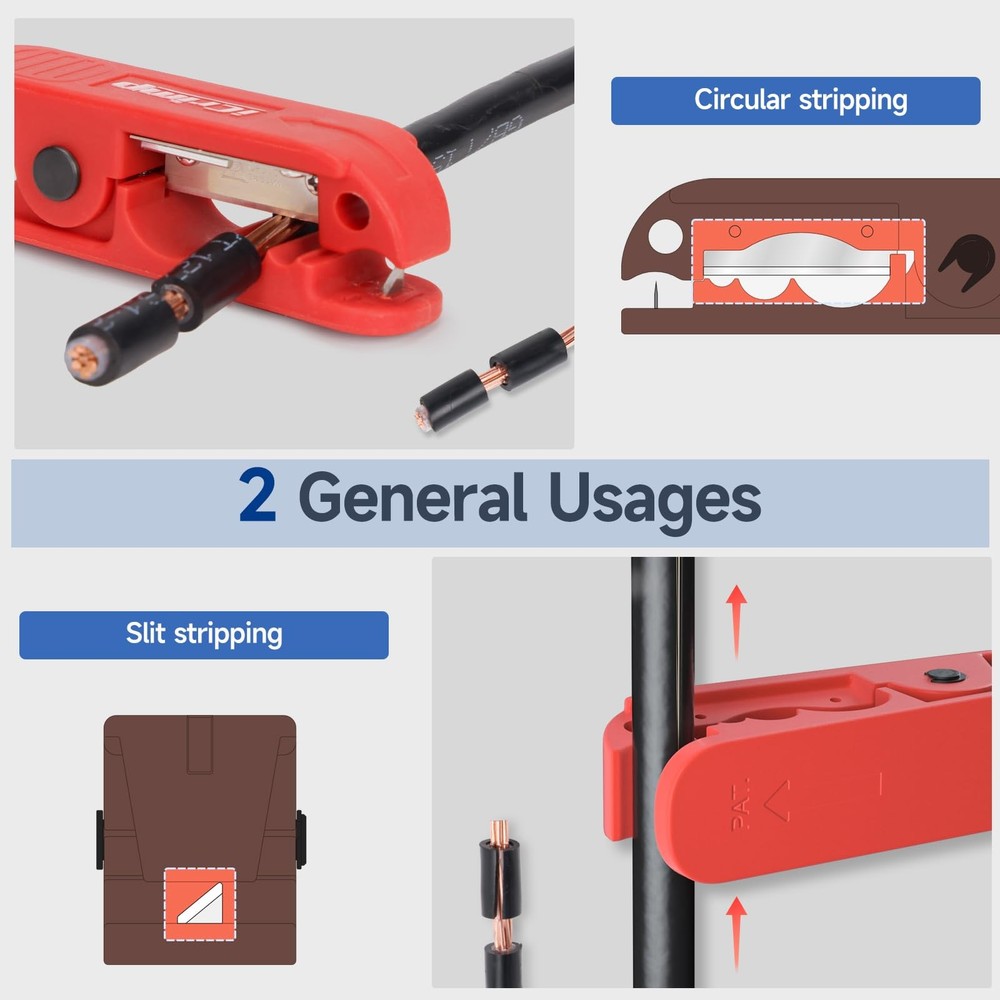 iCrimp Round Cable Stripper for AWG 12 to 4/0, Adjustable Jacket...