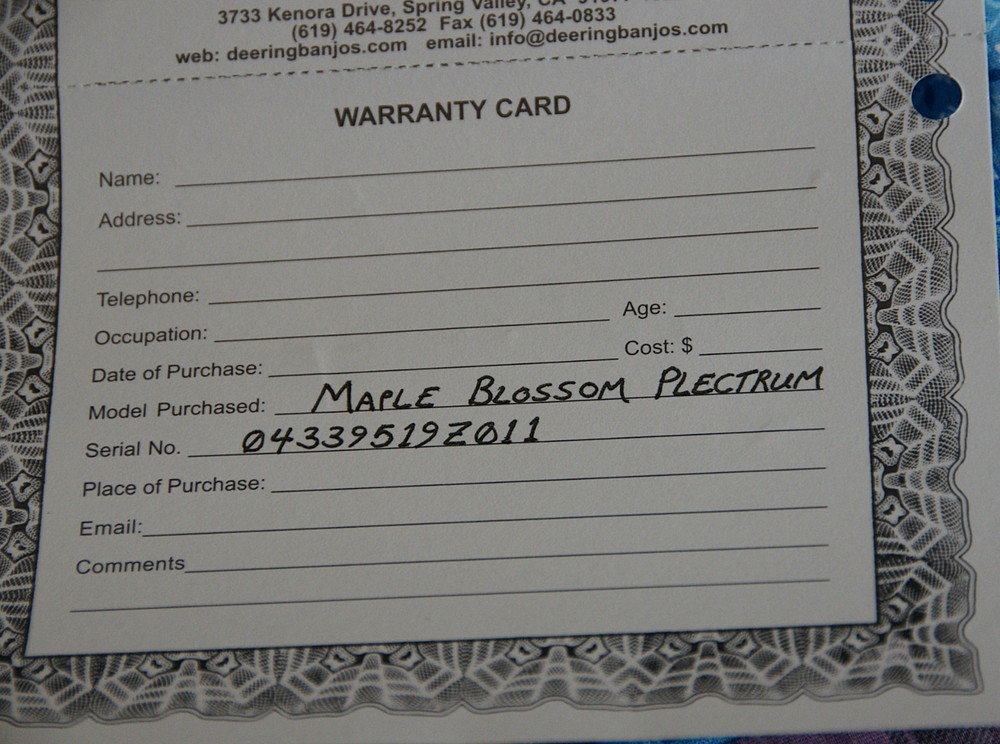 Deering Maple Blossom Plectrum 4 string Banjo