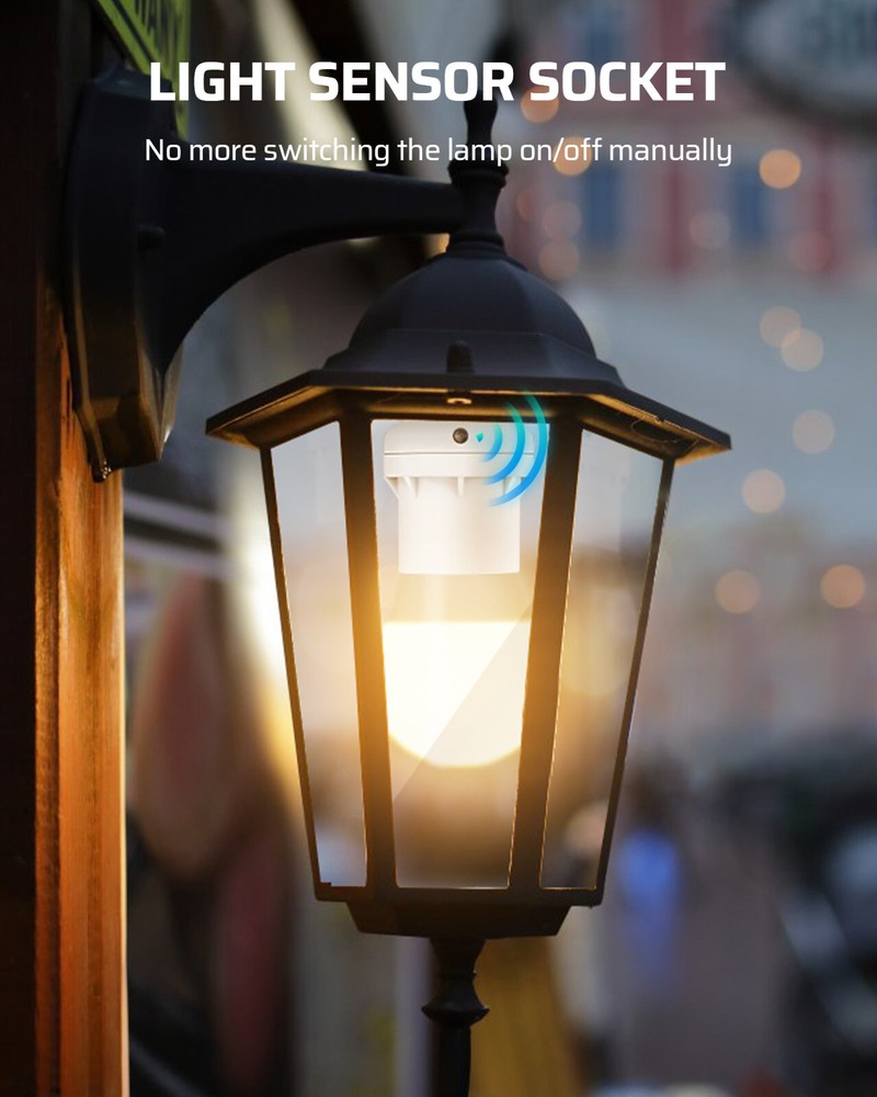 DEWENWILS 4 Pack Light Sensor Socket Dusk to Dawn Sensor Light Bulb Socket