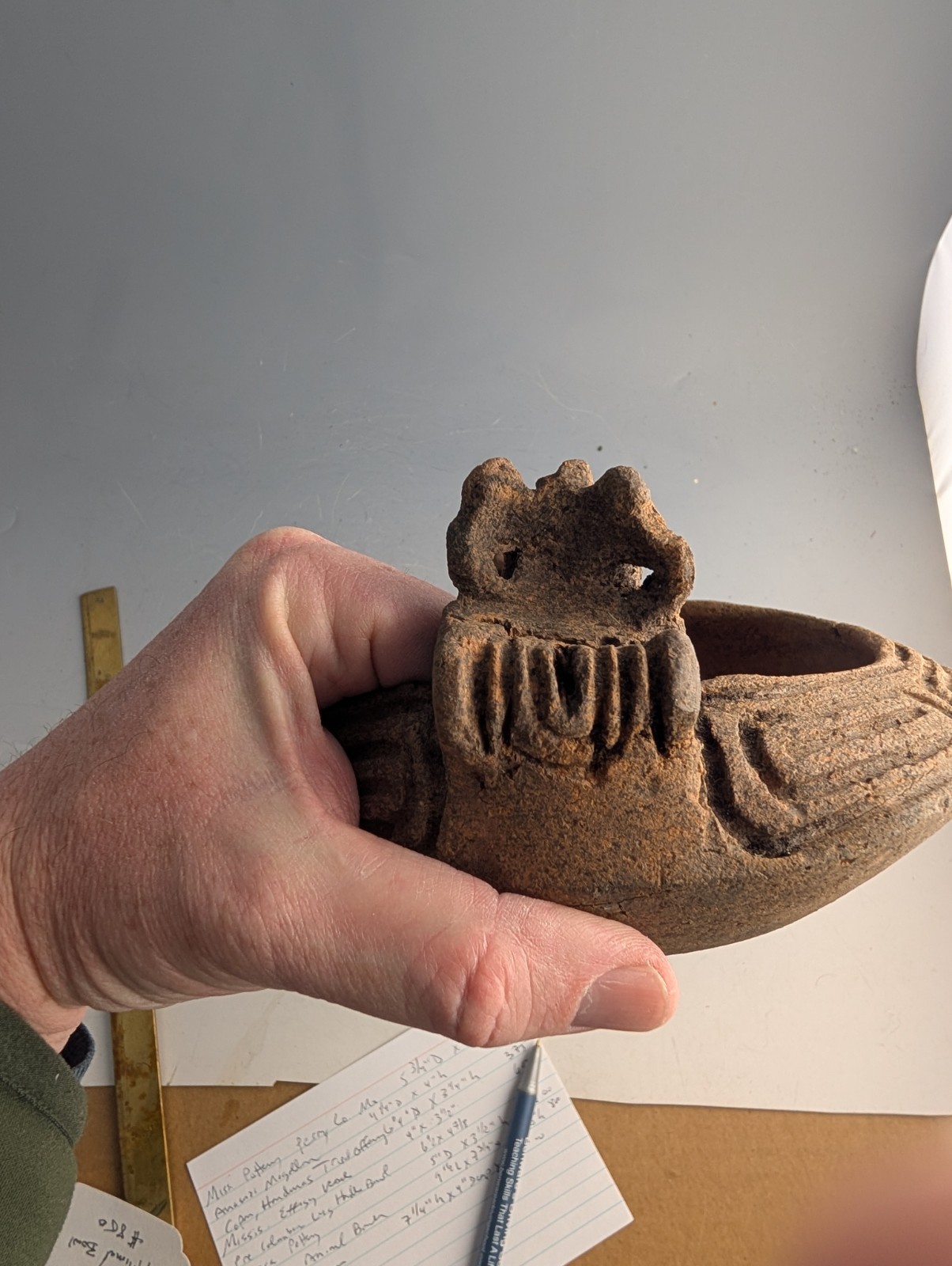 PRE COLUMBIAN TAINO POTTERY EFFIGY BOWL