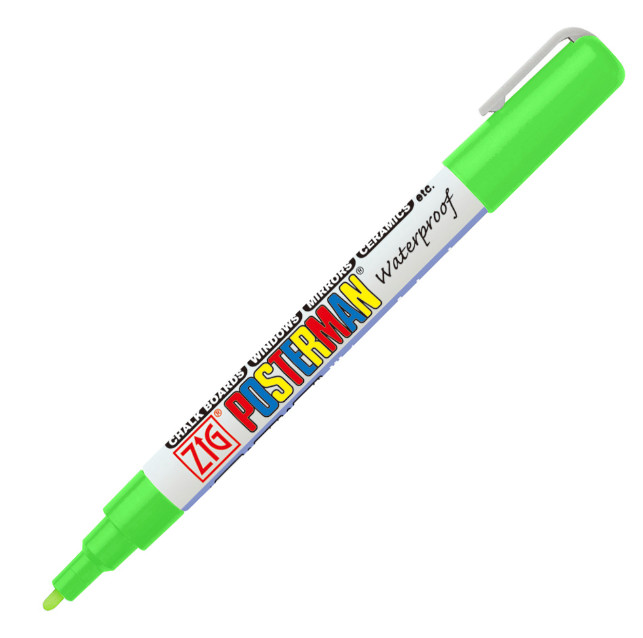 Fluorescent Green Posterman Waterproof Pen - 1mm Fine Tip