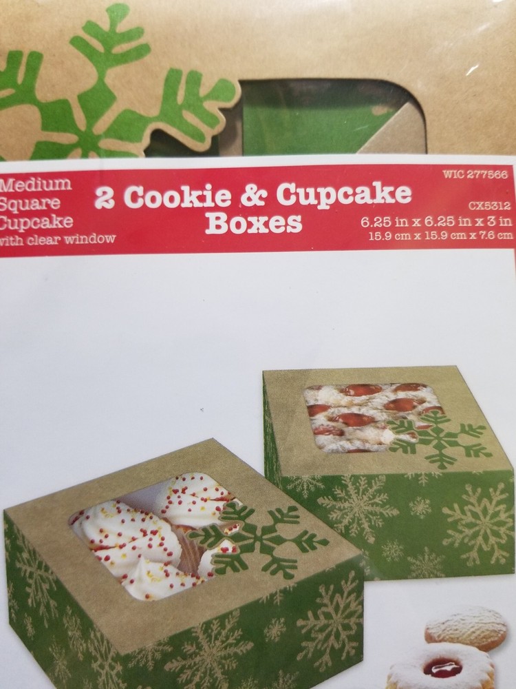 The Cookie Exchange Cookie & Cupcake Bpxes Medium Square Window Snowflake Design