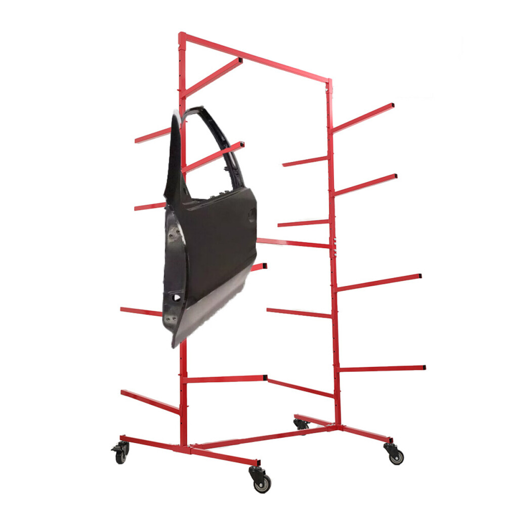 Mobile Bumper Storage Rack Double Sided Standing Shelf Adjustable Auto Body Shop