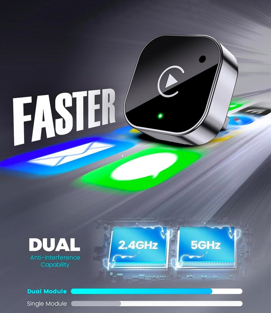 2025 Upgraded Wireless CarPlay Adapter& Android Auto Adapter, Mini&Stable Car...