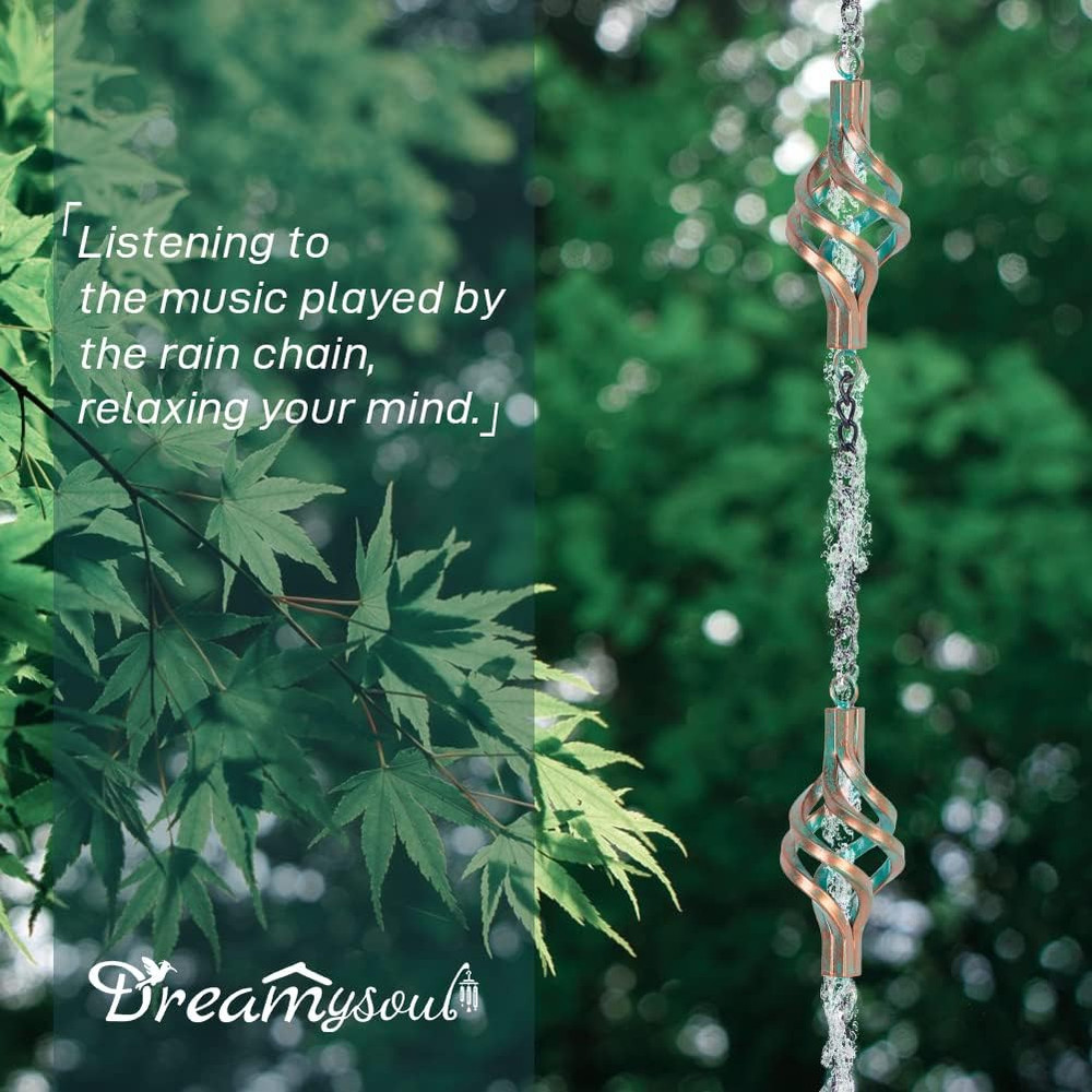 Bronze Bird Cage Rain Chain - 9.7FT Iron Decorative Downspout Solution