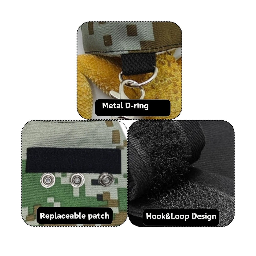 Bearded Dragon Harness Leash Set with Patch Adjustable Lizard Traction Rope E...