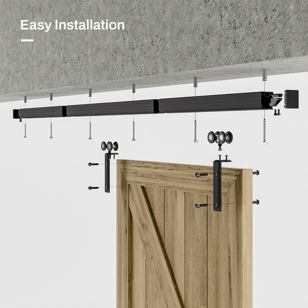 5FT-8FT Ceiling Mount Box Track Sliding Barn Door Hardware Kit Barn Door System