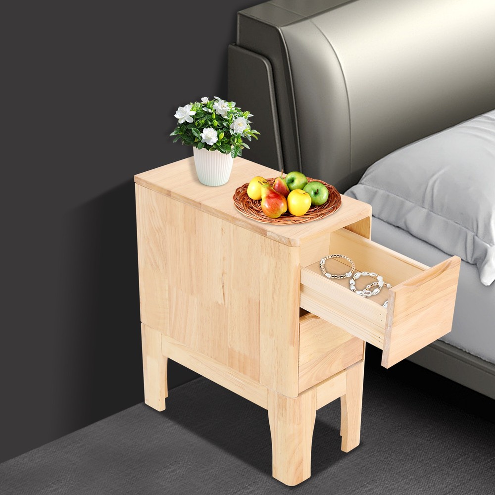 Bedside Table, Wood Color Sofa Side Table, Bedside Table with Drawers 20*40*50cm