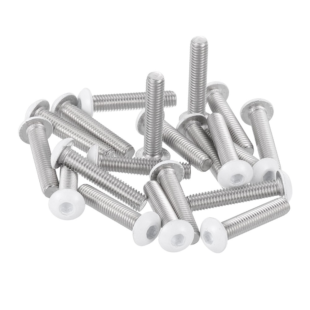 20 Pcs M5-0.8 x 25mm Button Head Socket Cap Screw Machine Screw, White