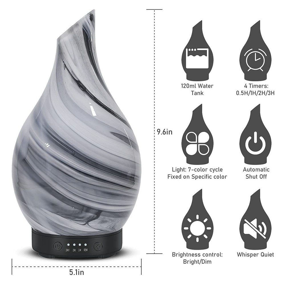 Essential Oil Diffuser Aromatherapy 1 Count (Pack of 1), Grey Wave-120ml