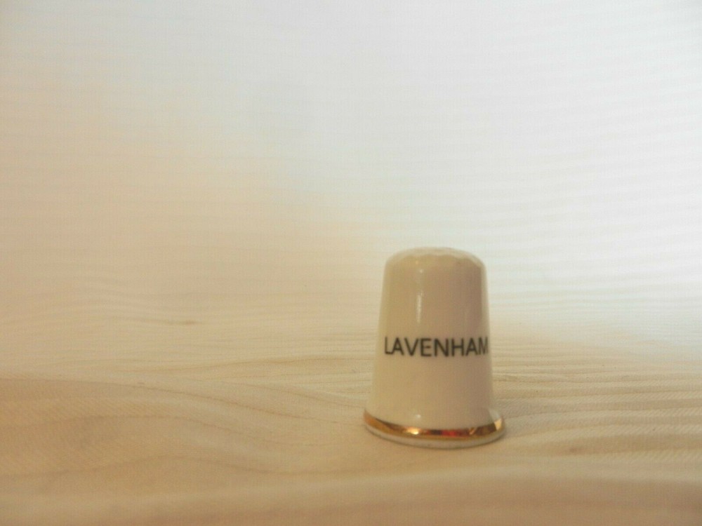 Lavenham Wool Hall White Ceramic Thimble With Wool Hall Picture