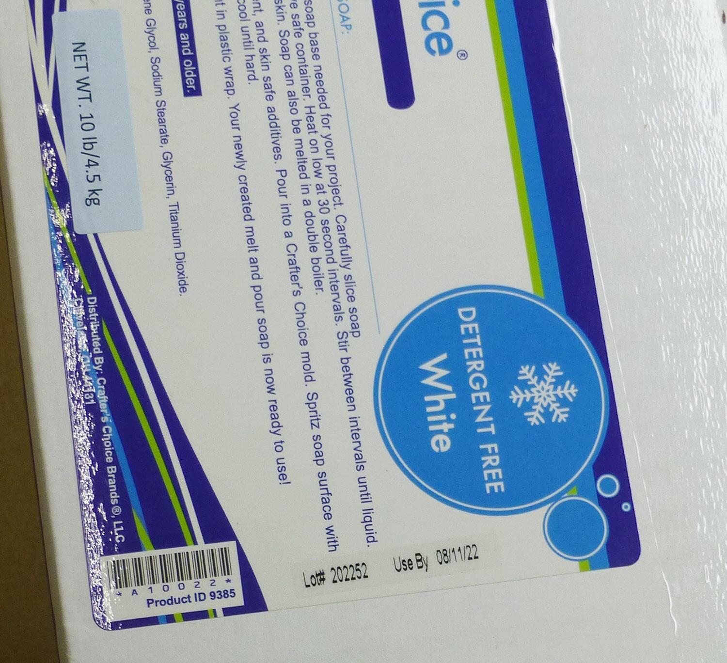 Crafters Choice Melt and Pour Soap Base 10Lb Detergent free White