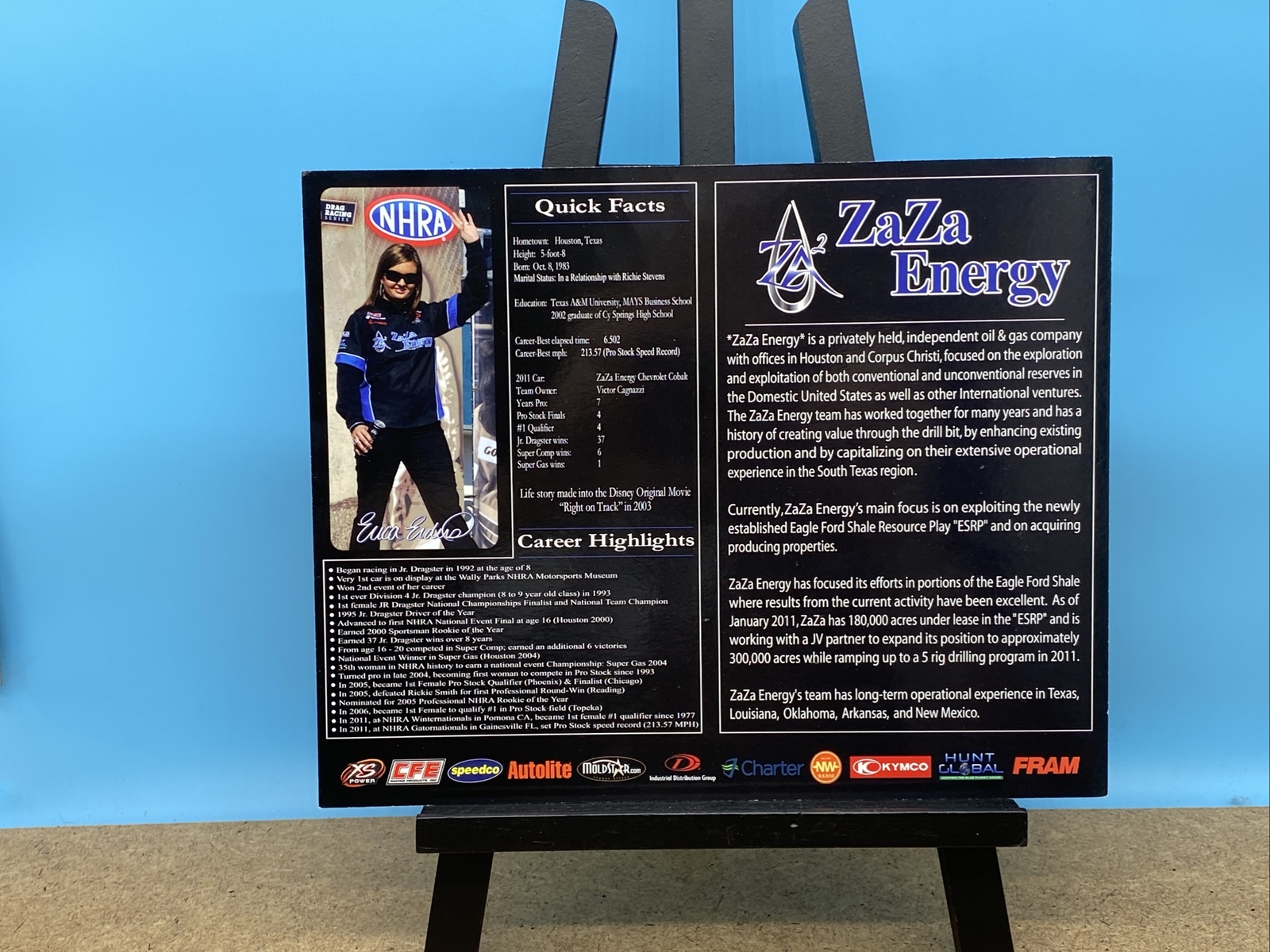 Erica Enders SIGNED 2011 NHRA ZaZa Energy Pro Stock Postcard Handout