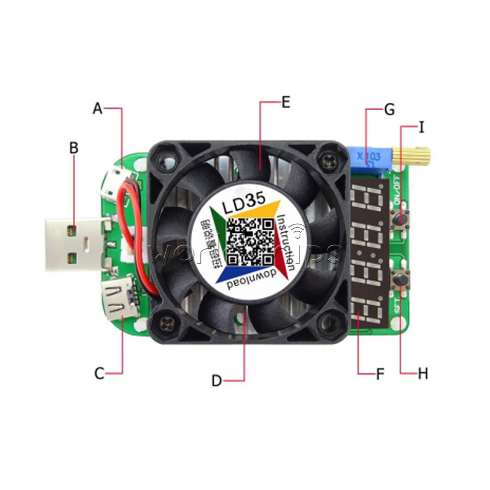 35W Electronic Load Resistor USB Interface Test Discharge Battery Tester LD25