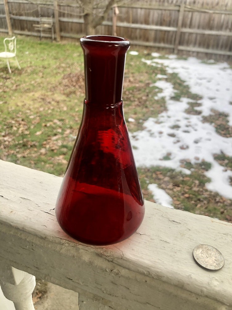 2 Vintage Ruby Red Glass Beakers