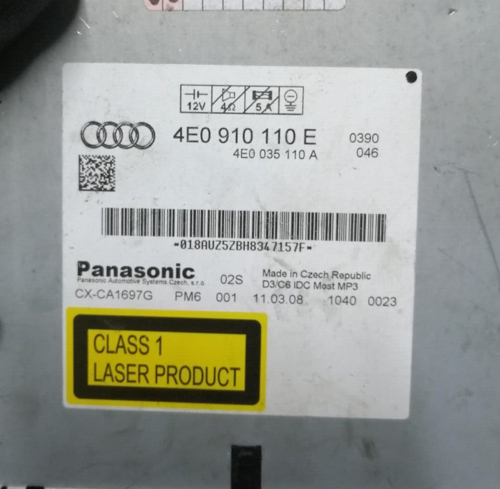 2004-2008 AUDI A6 C6 CD CHANGER PLAYER UNIT 4E0910110E