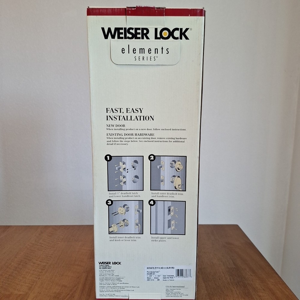 Weiser Lock Elements Series Providence York Entry Handle Set Solid Brass NEW