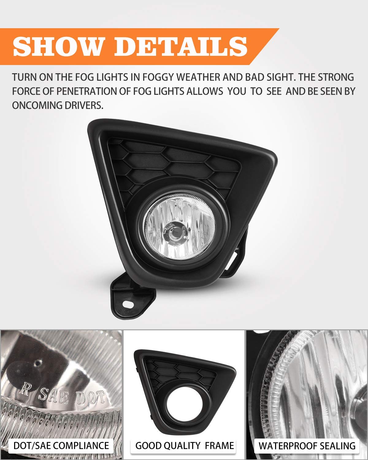 Fog Light Assembly for 2013 2014 2015 Mazda CX-5 With Clear Lens 2PCS OEM