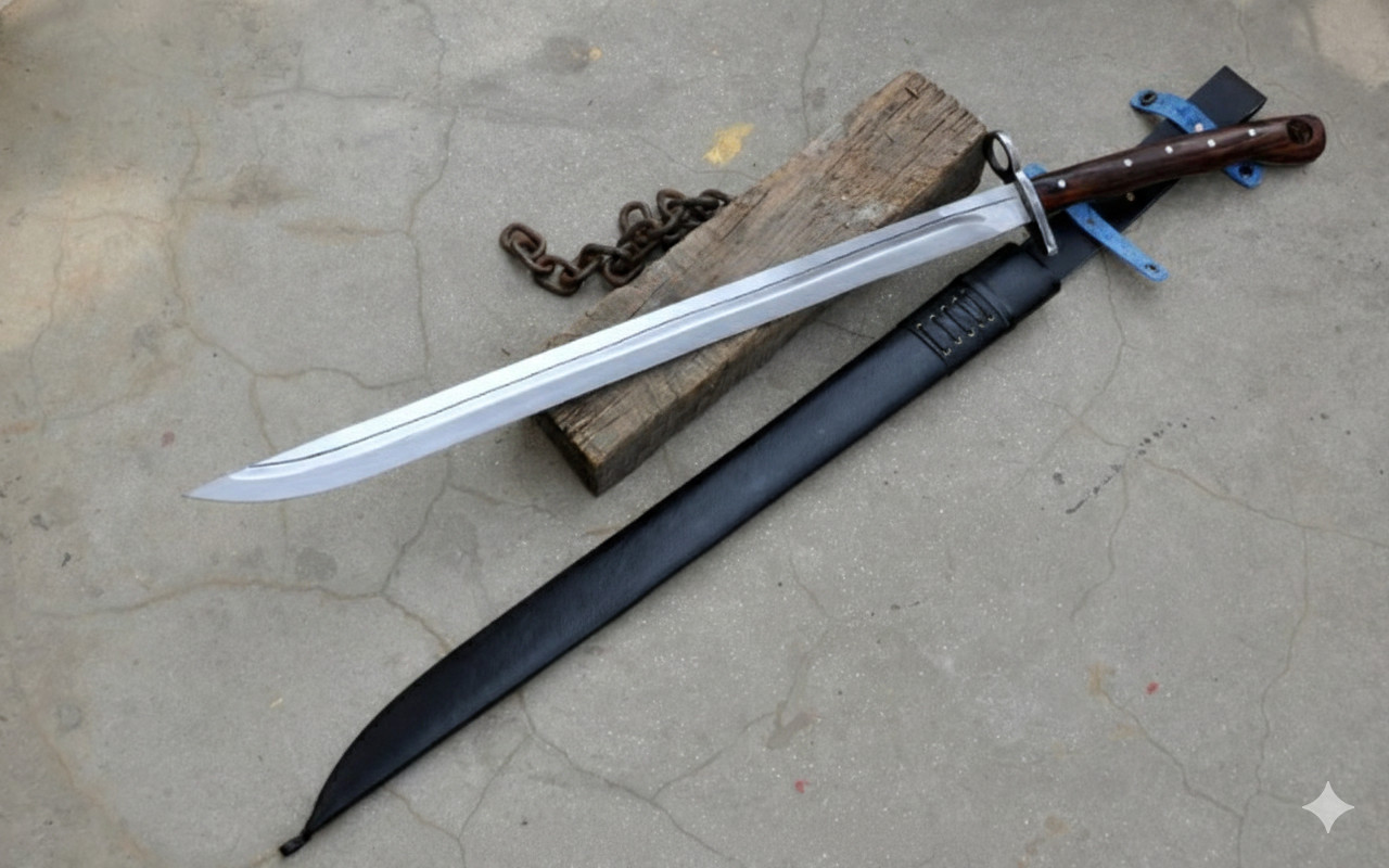 Renaissance Grosse Messer Sword Medieval Single Edge Blade with Leather Sheath