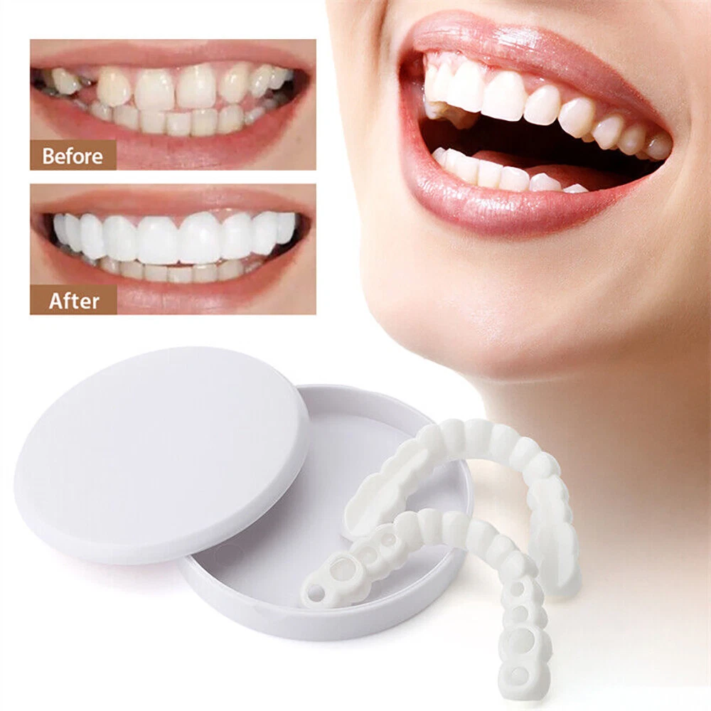 Snap On Upper and Bottom Set False Teeth Dental Veneers Denture Tooth Cover US