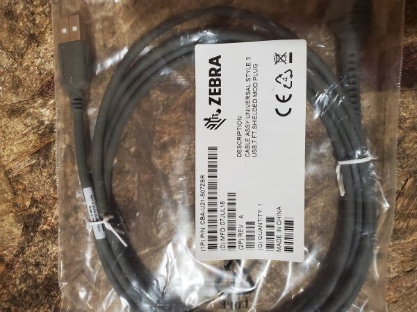 NEW Zebra CBA-U21-S07ZBR USB Data Transfer Cable - USB for Barcode Scanner 7 ft