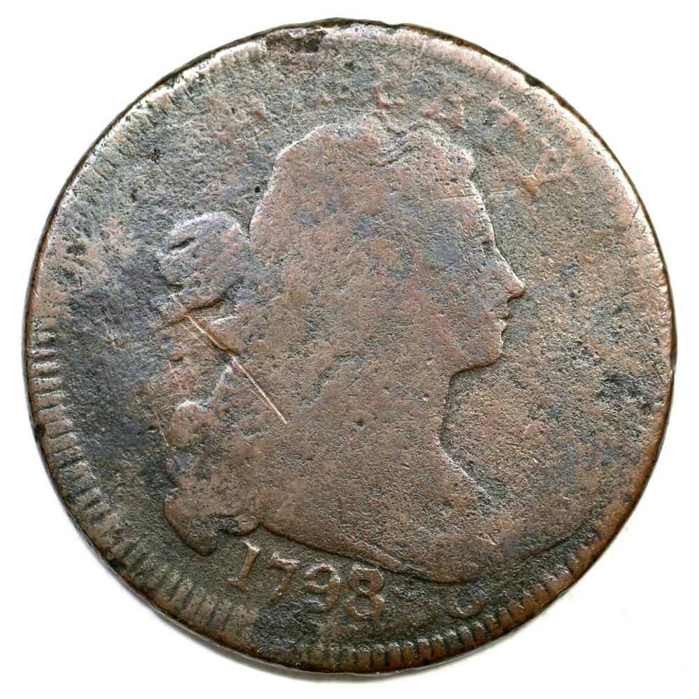 1798/7 Double Struck Draped Bust Large Cent Coin 1c