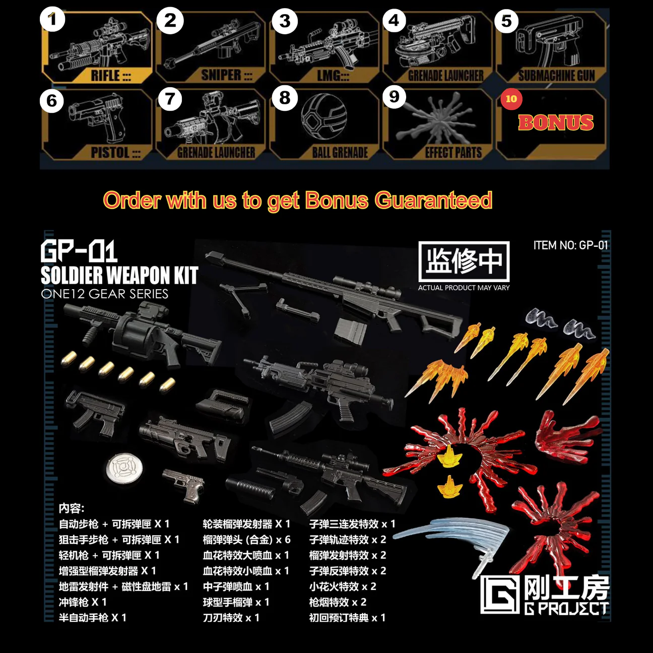 GP-01: G-PROJECT Gear Series 1/12 Scale Soldier Weapon Kit