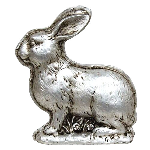 New Primitive BUNNY MOLD SILVER FINISH Resin 6.5"H x6"W x2.5"D NON WORKING