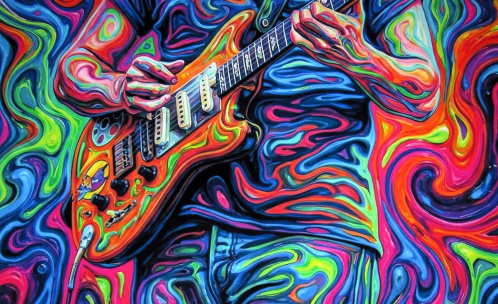 Large Jerry Garcia 1990 Beautiful Colors Art Grateful Dead Poster 19"x13"