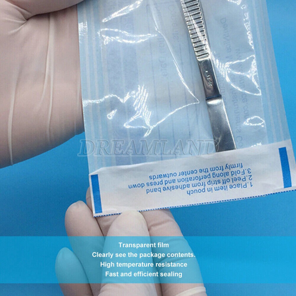 Dental Sterilization Pouch 3 1/2"x10" Self-Sealing & Indicators