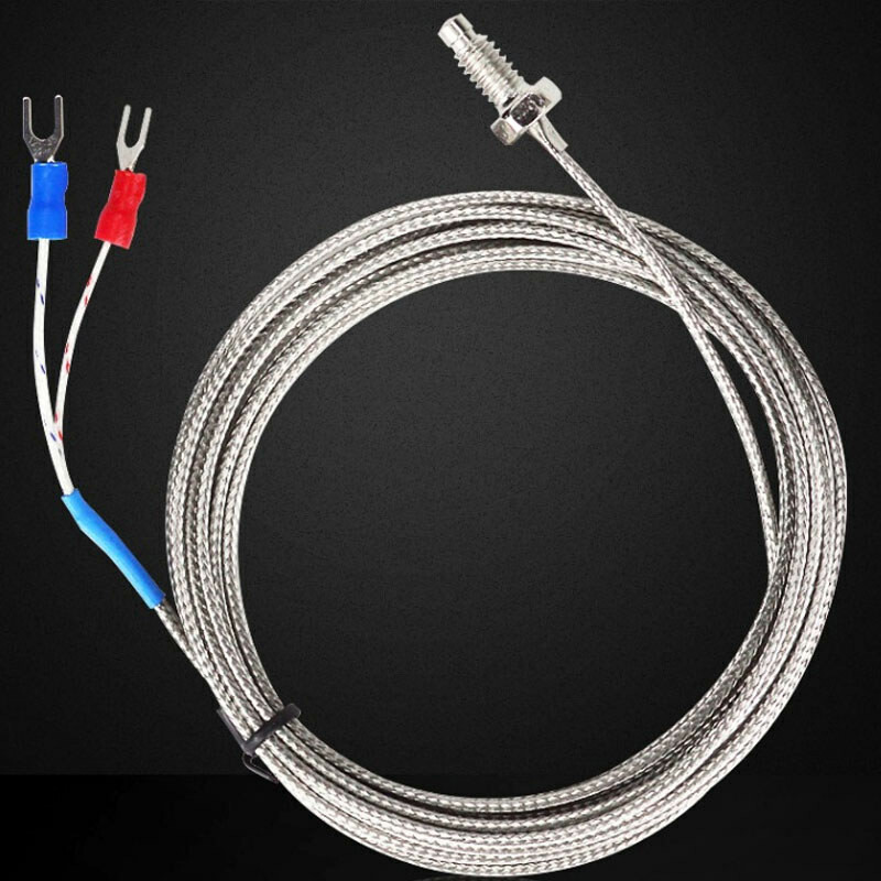 M6 M8 K/E Type Temperature Sensor Screw Probe Thermocouple 0.2-5 Meters Cable