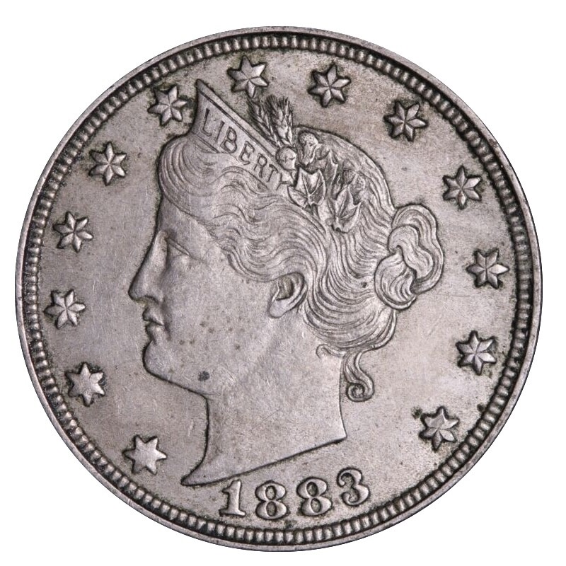 1883 NO CENTS Liberty V Nickel XF/AU TOUGH DATE! FIRST YEAR OF ISSUE!