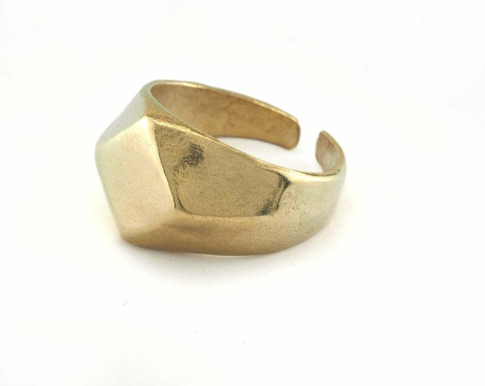 Domed Square Adjustable Ring raw Brass (19mm 9US inner size - Adjustable ) 3380