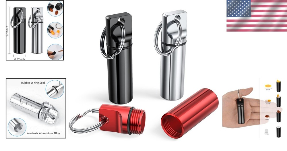 Multi-Functional Pill Organizer Keychain - Waterproof and Portable 3 Pack