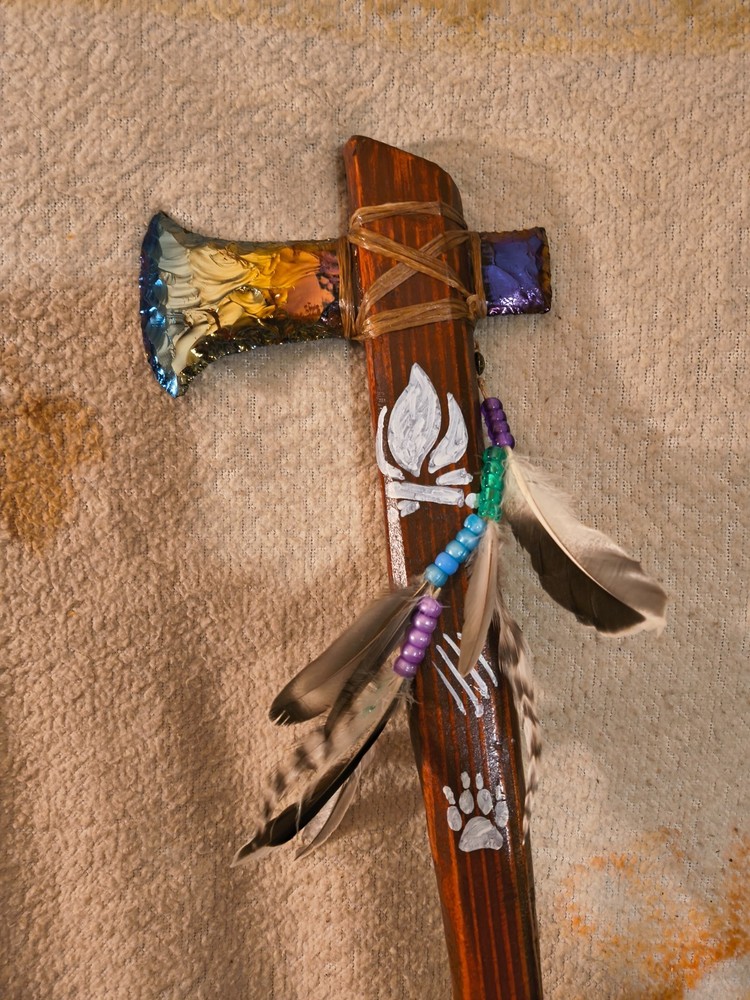 29 inch Native inspired Titanium Aura hatchet/ax