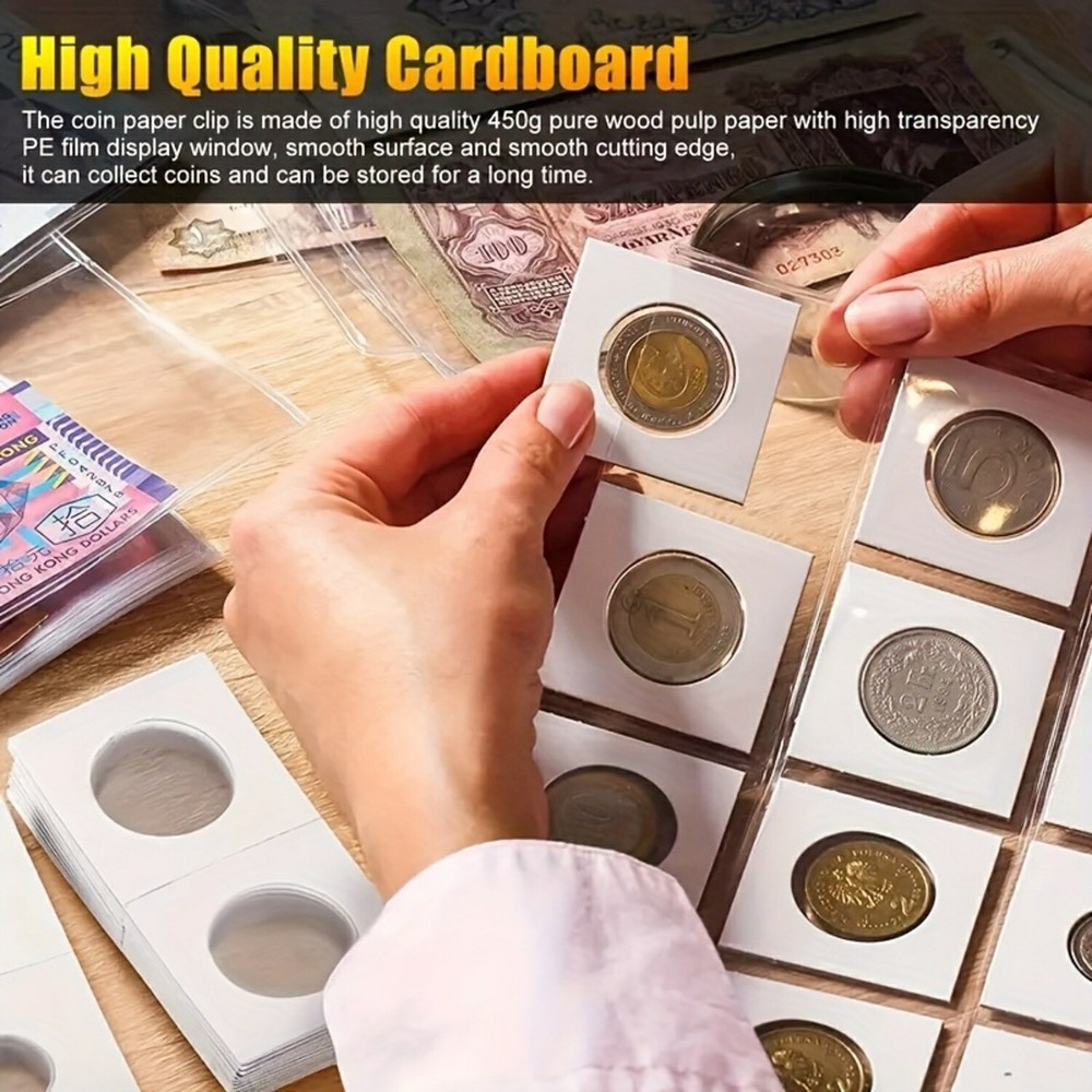 200PCS Assorted Coin Holders 2X2 Cardboard Mylar Flips Include 4 Sizes New--A