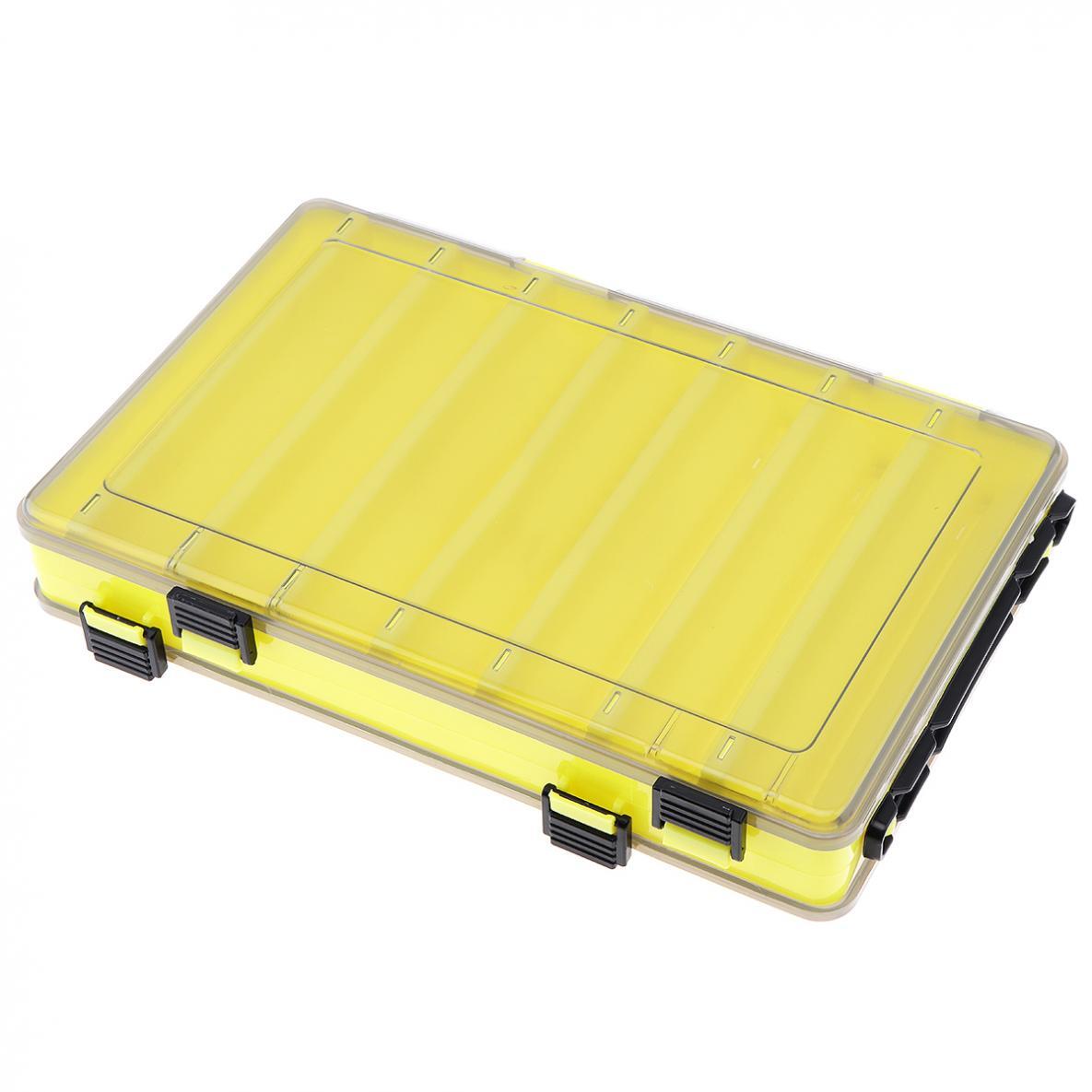 Double Sided Tackle Storage Box14 Tray Plastic Fishing Lure Bait Organizer Case