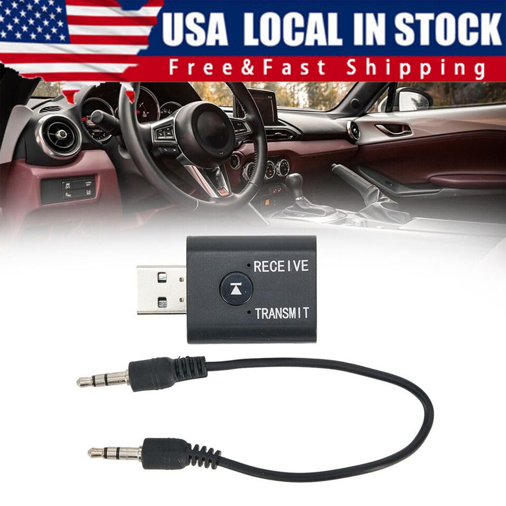 2in1 Bluetooth 5.0 USB Audio Transmitter Receiver Adapter Wireless for Car TV PC