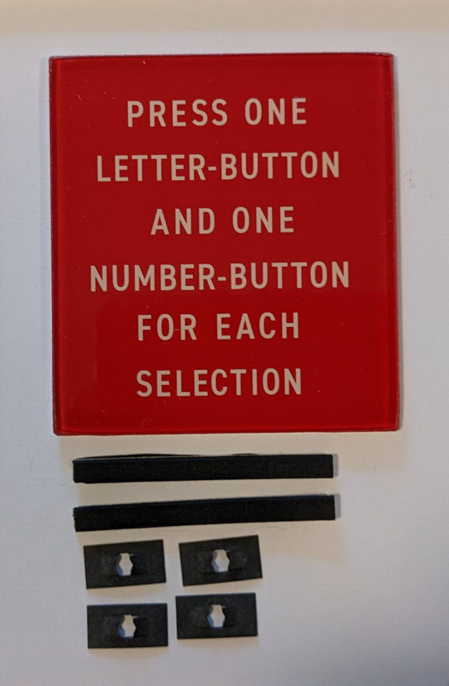 Seeburg A B BL C Jukebox Instruction Glass MAKE, PRESS, Light Diffuser & Gaskets